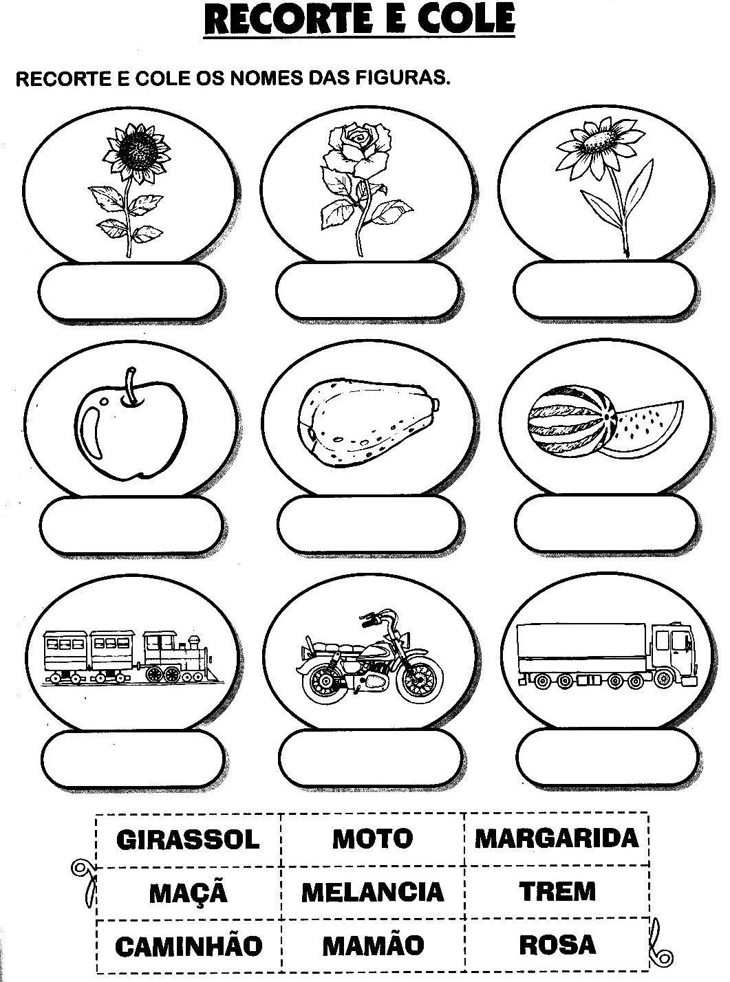 atividades para recortar e cortar - nomes de frutas flores e ... atividades para recortar e cortar - nomes de frutas flores e ...
