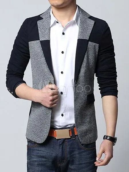 Atractivo Color Block trajes Casual de algodón para hombre ...
