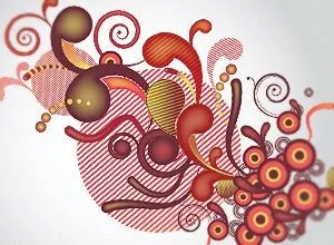 Atractivo fondo con divertidos swirls y círculos en varios colores. Atractivo fondo con divertidos swirls y círculos en varios colores.