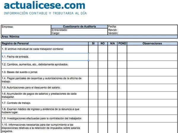 Auditoría | Modelos y Formatos