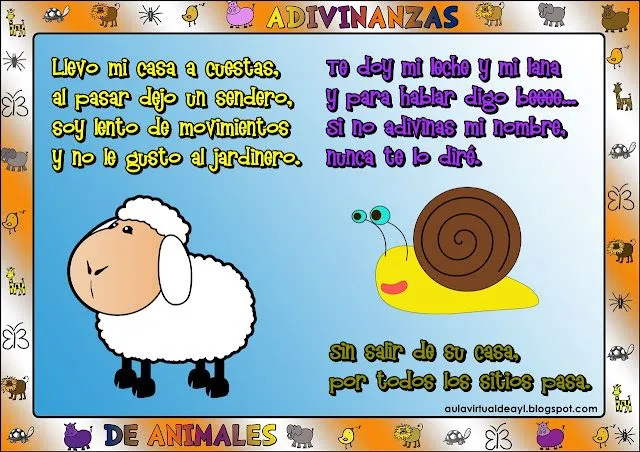 Aula virtual de audición y lenguaje: Adivinanzas de animales Aula virtual de audición y lenguaje: Adivinanzas de animales