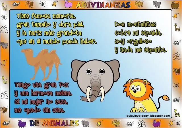 Aula virtual de audición y lenguaje: Adivinanzas de animales Aula virtual de audición y lenguaje: Adivinanzas de animales