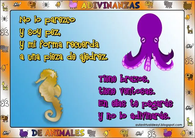 Aula virtual de audición y lenguaje: Adivinanzas de animales Aula virtual de audición y lenguaje: Adivinanzas de animales