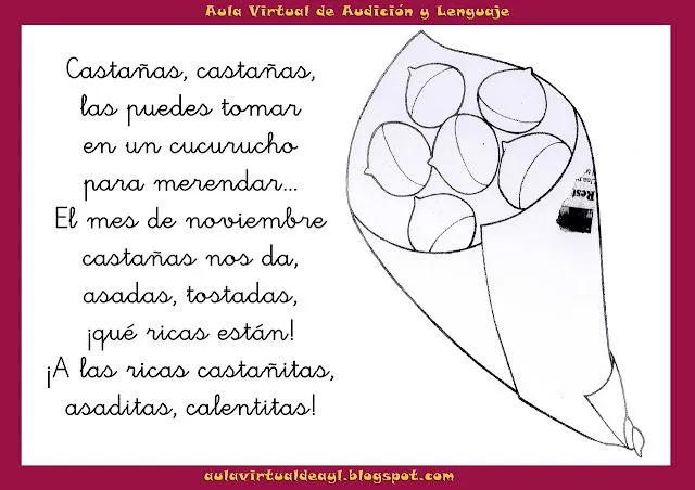 Aula virtual de audición y lenguaje: Poemas y praxias con castañas Aula virtual de audición y lenguaje: Poemas y praxias con castañas