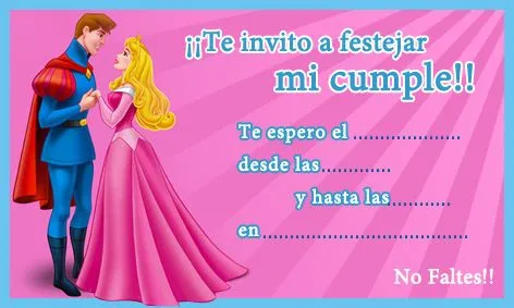 Aurora - Princesas de Disney - Tarjeta de cumpleaños para imprimir ...