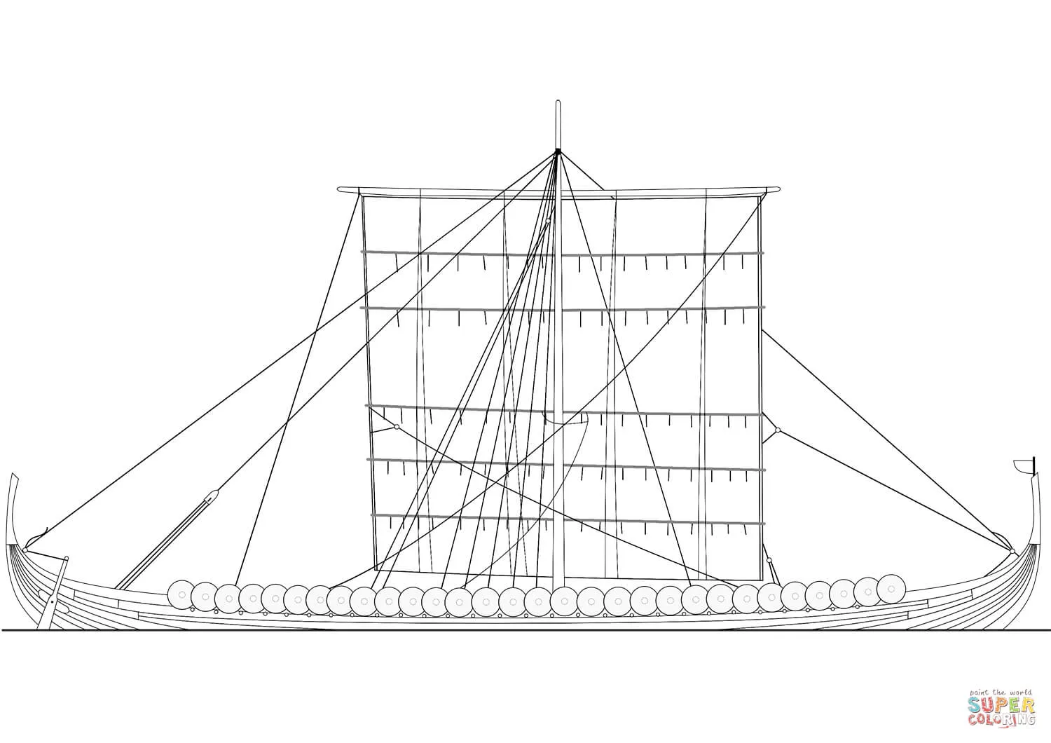 Ausmalbild: Wikingerschiff | Ausmalbilder kostenlos zum ausdrucken