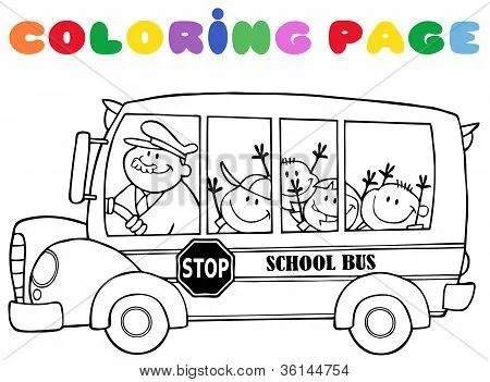 Autobús de la escuela de página para colorear con los niños Fotos ... Autobús de la escuela de página para colorear con los niños Fotos ...