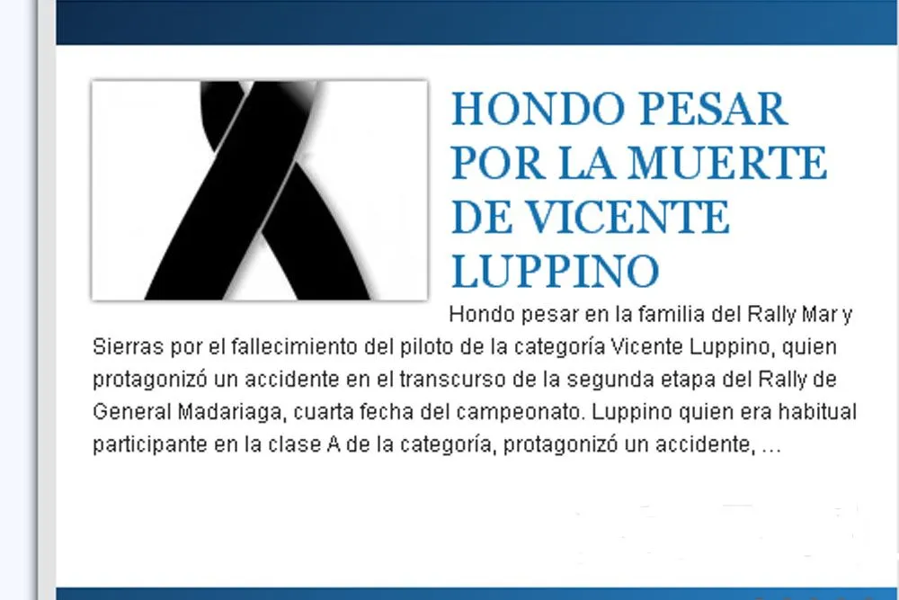 AutoIn - Accidente fatal en el Rally Mar y Sierras-Revista El Gráfico AutoIn - Accidente fatal en el Rally Mar y Sierras-Revista El Gráfico