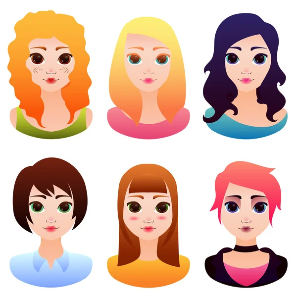 Avatar de Vector con hermosos dibujos animados mujeres caras ... Avatar de Vector con hermosos dibujos animados mujeres caras ...