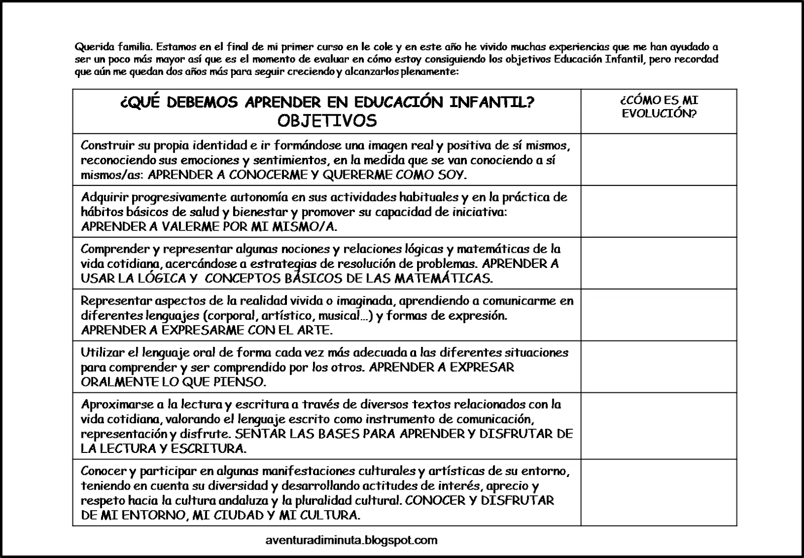 AVENTURA DIMINUTA: BOLETINES E INFORMES DE EVALUACIÓN AVENTURA DIMINUTA: BOLETINES E INFORMES DE EVALUACIÓN