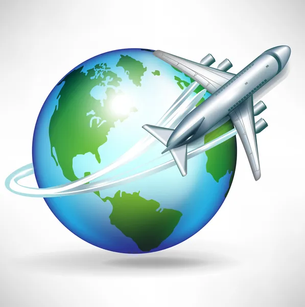 Avión dando vueltas alrededor del mundo — Vector stock © corneliap ... Avión dando vueltas alrededor del mundo — Vector stock © corneliap ...