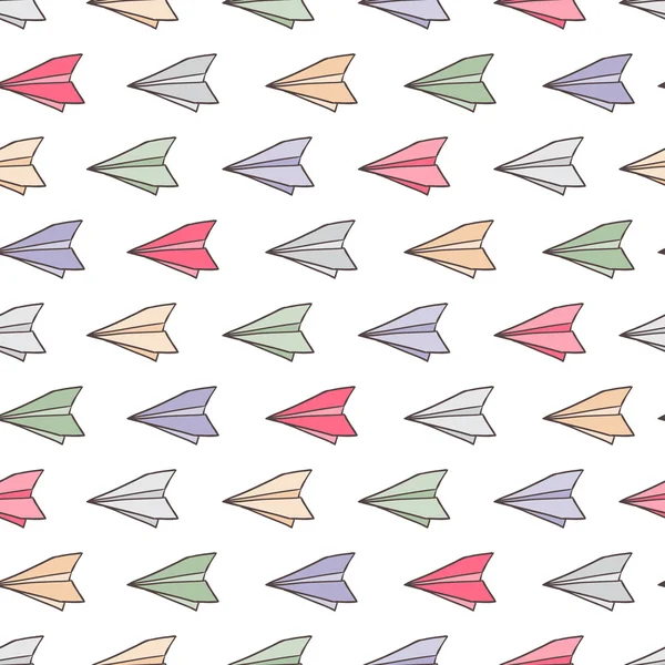 Aviones de papel de color. Ilustración de vector de patrones sin ... Aviones de papel de color. Ilustración de vector de patrones sin ...
