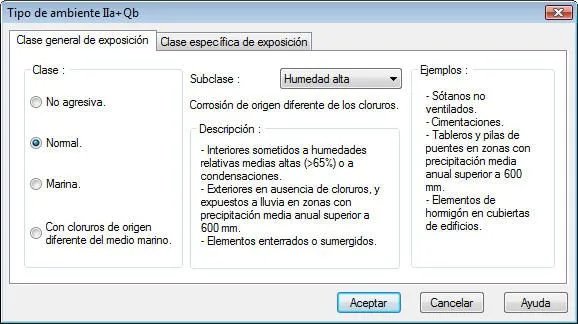 Ayuda de ESwin - Archivo/Base de datos de tipos de hormigón