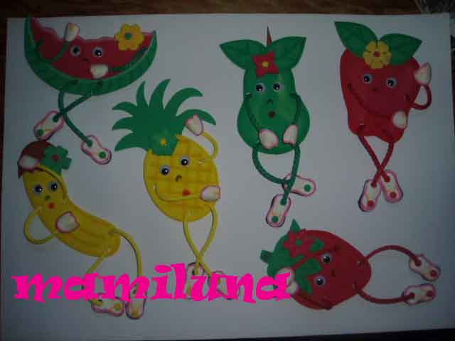 Moldes de figuras de frutas en foami para la nevera - Imagui