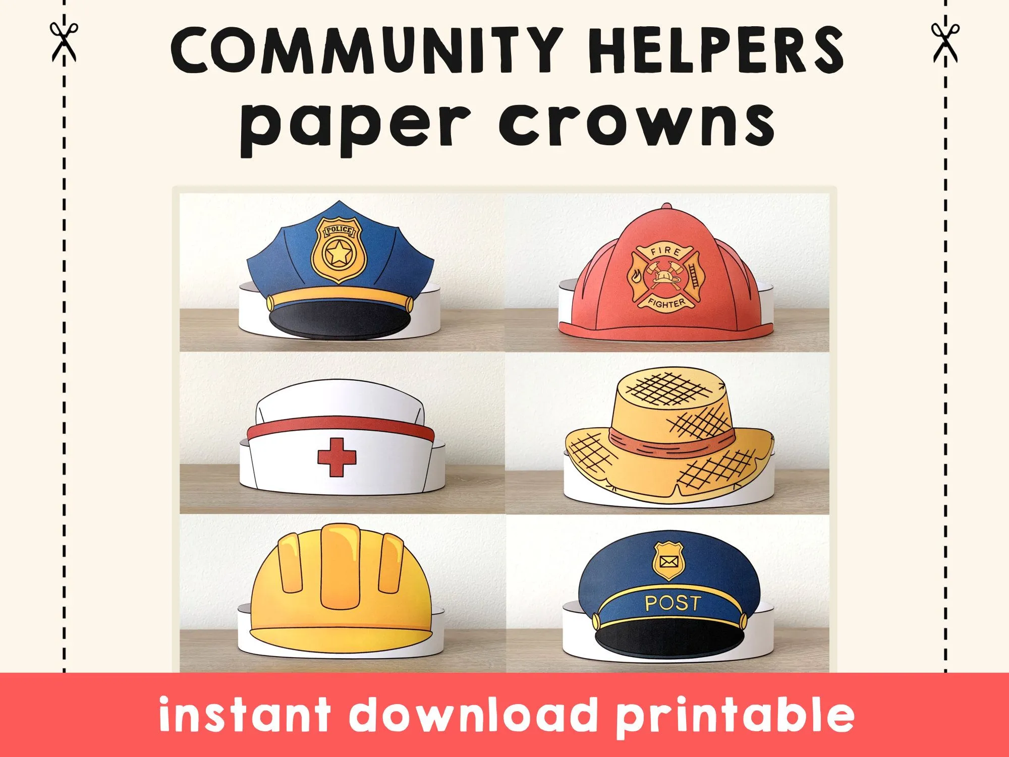 Ayudantes de la comunidad coronas de papel policía constructor - Etsy México Ayudantes de la comunidad coronas de papel policía constructor - Etsy México