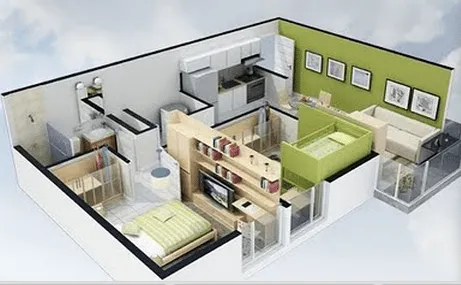 Plano de casas pequeñas en 3D - Imagui