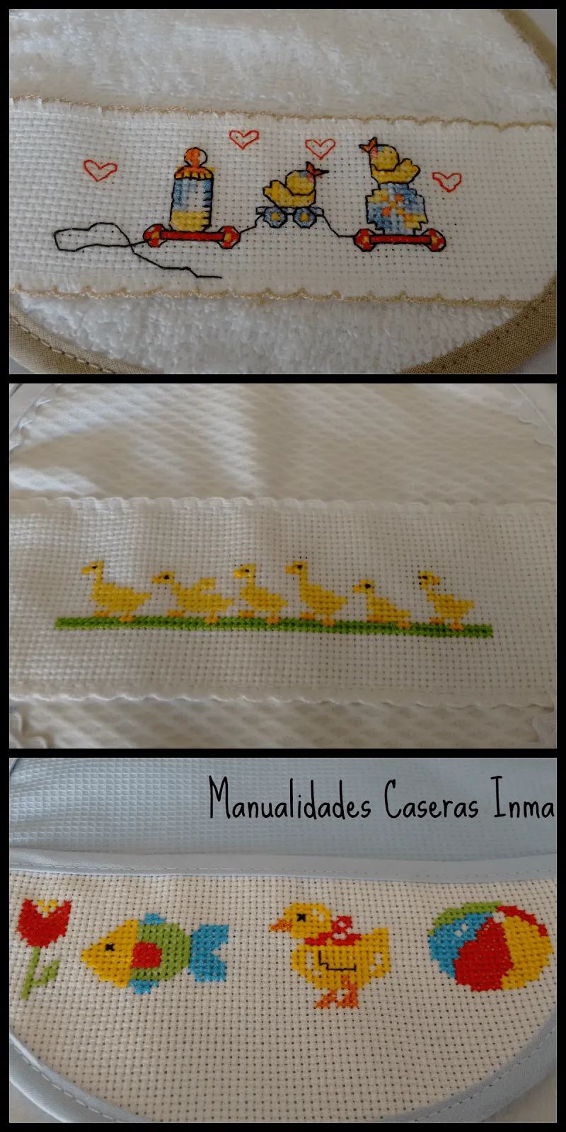 Baberos punto de cruz_Manualidades Caseras Inma Baberos punto de cruz_Manualidades Caseras Inma