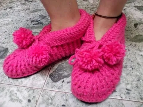 Babuchas para Adulto En Crochet - YouTube