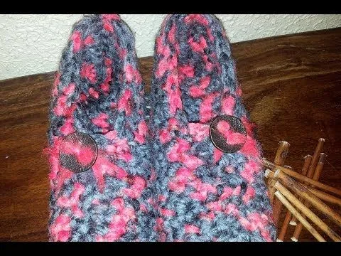 Babuchas simples de adulto paso a paso a crochet - YouTube