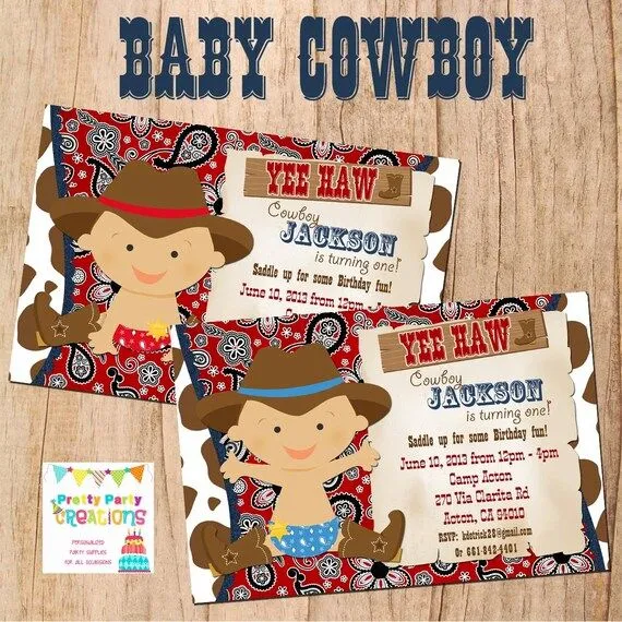 BABY COWBOY invitation first birthday or by PrettyPartyCreations BABY COWBOY invitation first birthday or by PrettyPartyCreations