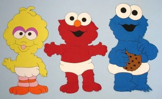 Baby Elmo Big Bird Cookie Monster Sesame Street by speakeasy413