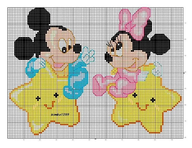 baby minni e mickey mouse a punto croce | Punto cruz | Pinterest ...