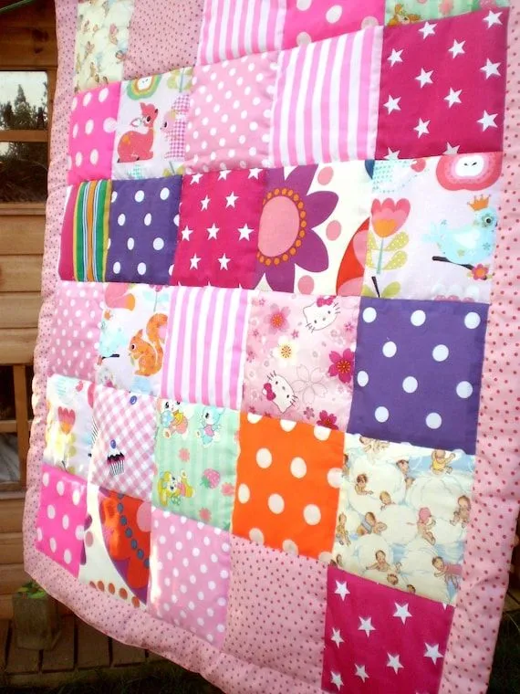 Baby Patchwork Quilt bunnies Hello Kitty cakes by carouselbelle Baby Patchwork Quilt bunnies Hello Kitty cakes by carouselbelle