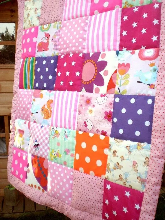 Baby Patchwork Quilt bunnies Hello Kitty cakes by carouselbelle Baby Patchwork Quilt bunnies Hello Kitty cakes by carouselbelle