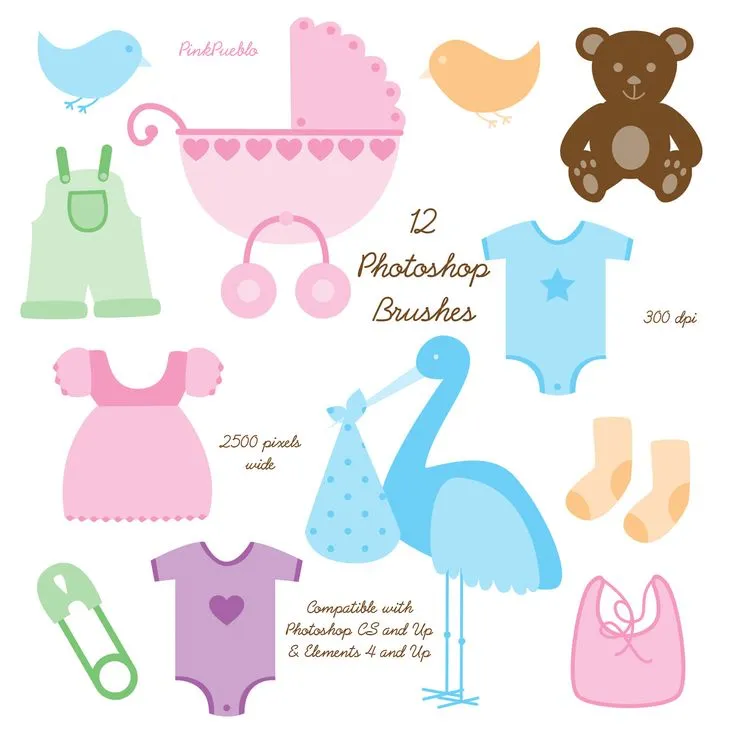 Baby Photoshop Brushes, Baby Shower Photoshop Brushes - Commercial Use Baby Photoshop Brushes, Baby Shower Photoshop Brushes - Commercial Use
