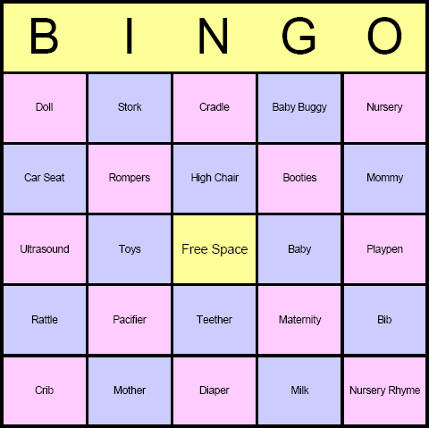 baby shower bingo games free
