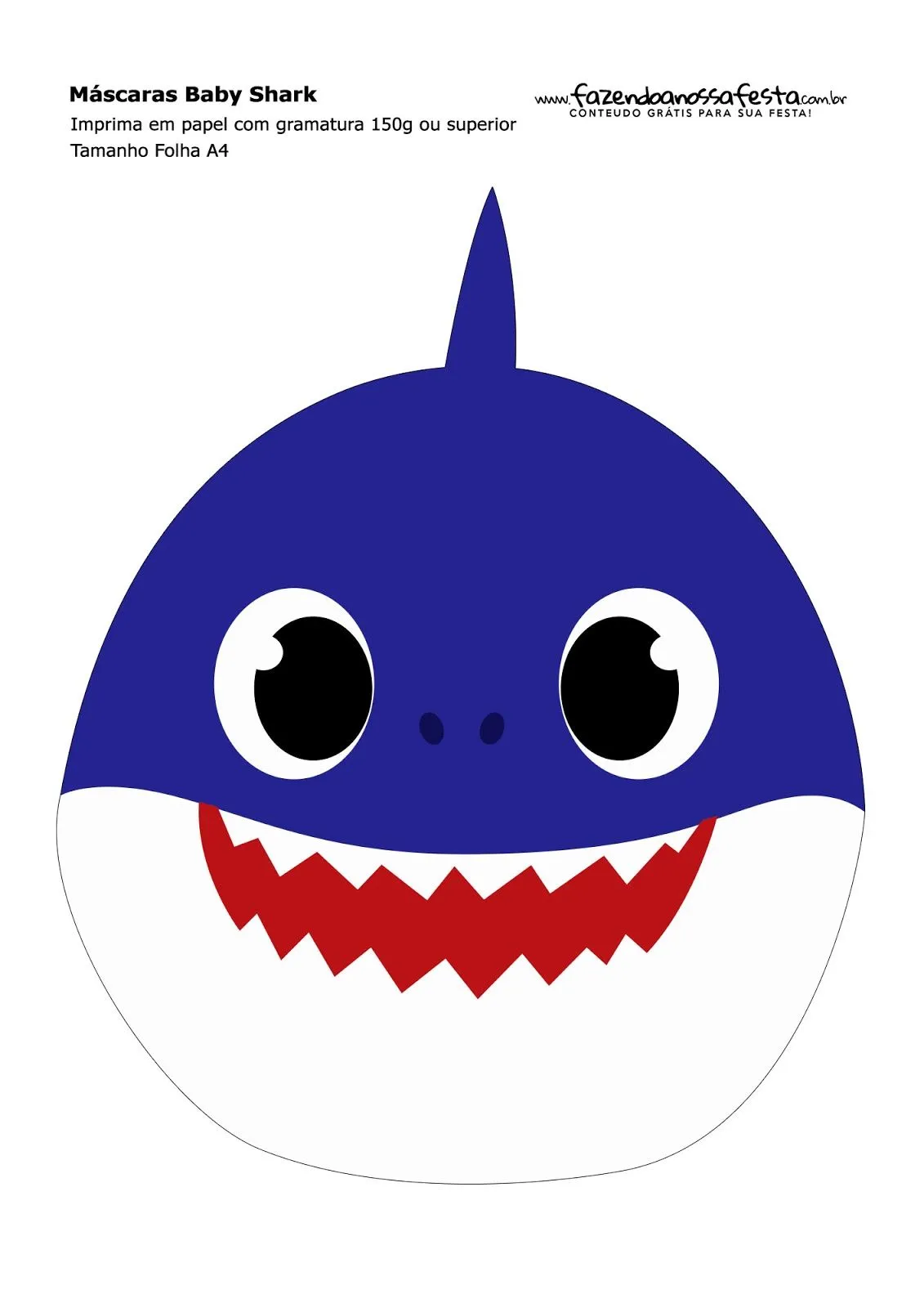Baby Shark: Máscaras para Imprimir Gratis. - Oh My Bebé! Baby Shark: Máscaras para Imprimir Gratis. - Oh My Bebé!