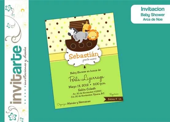 Imagenes invitaciónes para baby shower de al arca de noe - Imagui