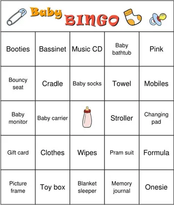 Baby Shower bingo a Color y en blanco y negro | Baby Shower Bingo ...