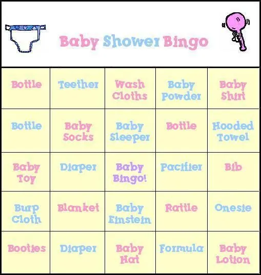 Baby Shower: Baby Shower bingo