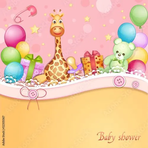 Baby shower card with toys and balloons" Imágenes de archivo y ...