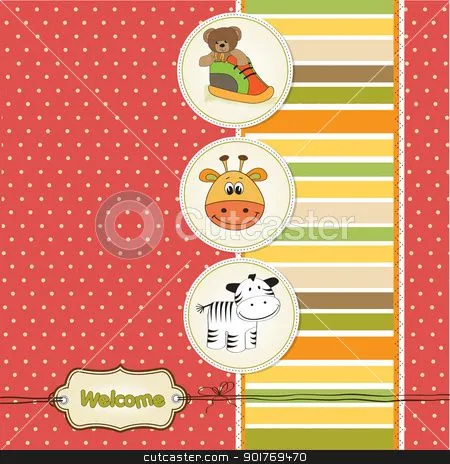 baby shower card with toys stock vector