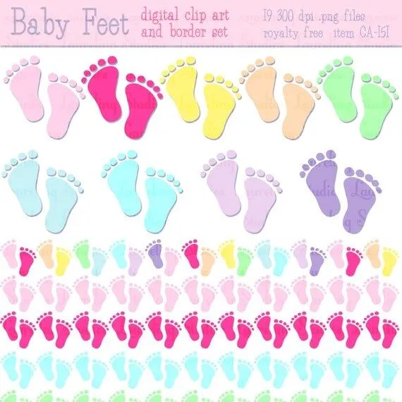 baby shower clip art & borders baby feet por LaurelingStudios baby shower clip art & borders baby feet por LaurelingStudios
