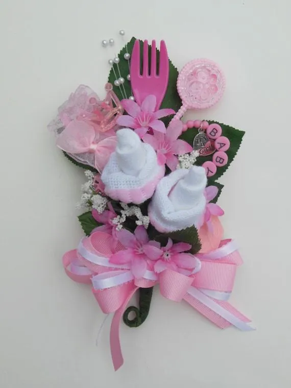 Baby Shower Corsage / Baby Girl Bootie Corsage / New by NonisNiche Baby Shower Corsage / Baby Girl Bootie Corsage / New by NonisNiche