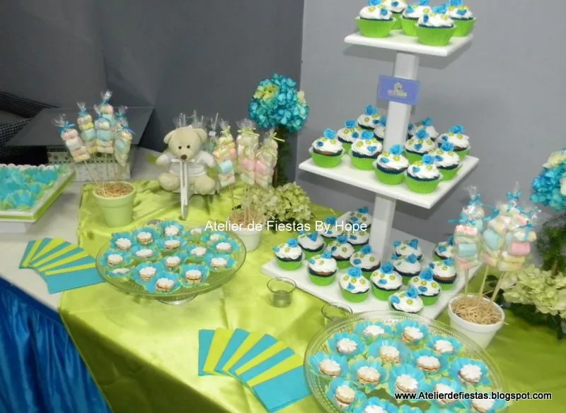 Baby shower decoración para varon mesa principal - Imagui