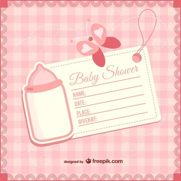 Baby shower girly invitation Vector | Free Download