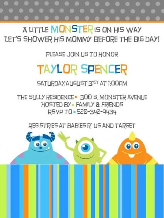 Baby Shower Invitation: Free Monsters Inc Baby Shower Invitations