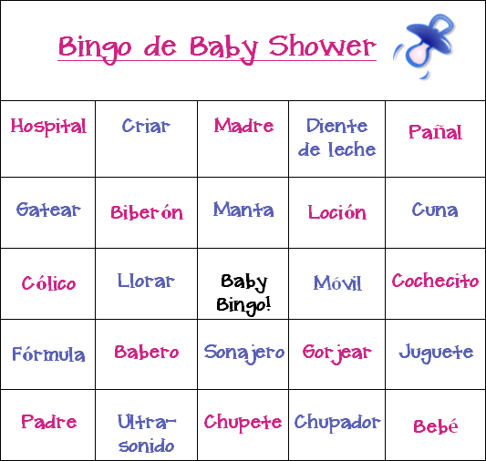 Instrucciones, ejemplos, y tarjetas para baby shower bingo! Instrucciones, ejemplos, y tarjetas para baby shower bingo!