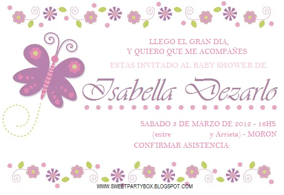 Invitaciones de baby shower para niña con mariposa - Imagui Invitaciones de baby shower para niña con mariposa - Imagui