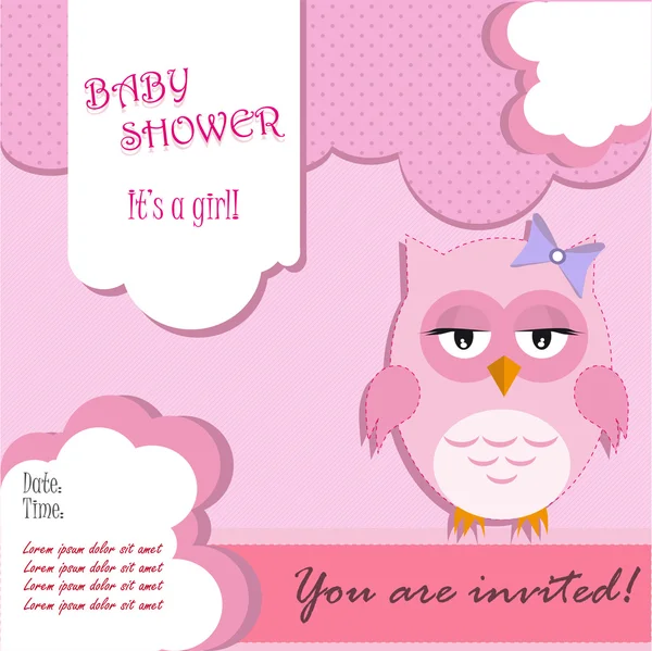 Baby shower para niña con búho — Vector stock © Tachypnoe #49198391 Baby shower para niña con búho — Vector stock © Tachypnoe #49198391