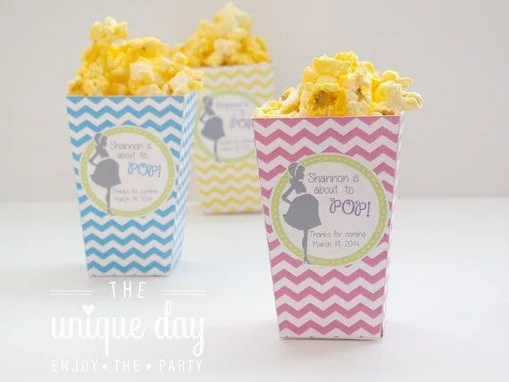 Baby Shower Ready to POP MINI Caja para palomitas por theuniqueday Baby Shower Ready to POP MINI Caja para palomitas por theuniqueday