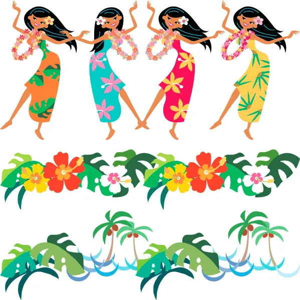 Bailarinas hawaianas - Vector | Vector ClipArt