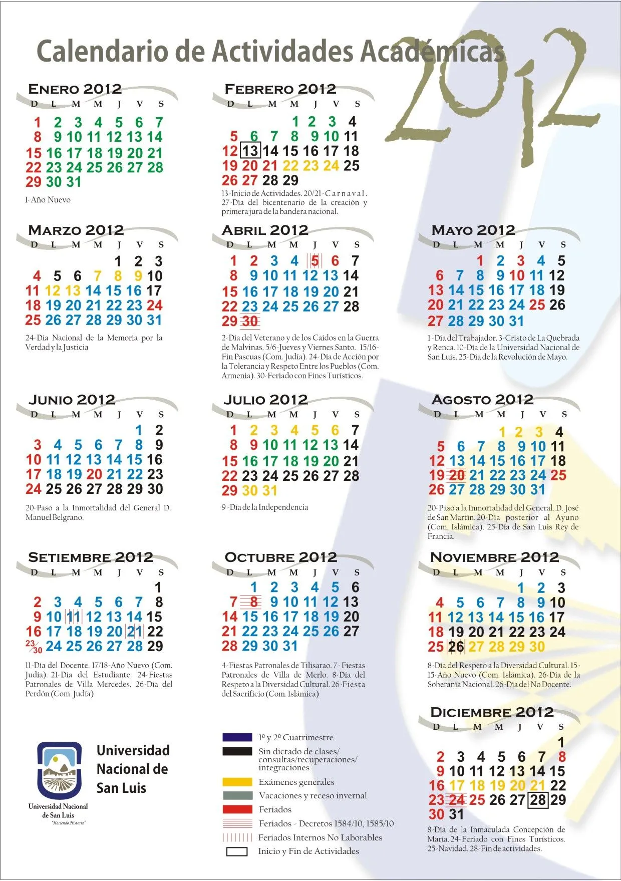 Calendario Académico 2012