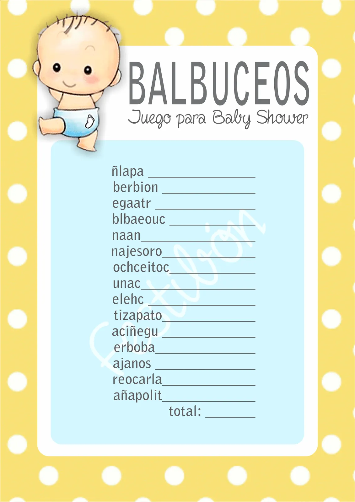 Balbuceos │ Juegos para baby shower para imprimir | JUEGOS DE ... Balbuceos │ Juegos para baby shower para imprimir | JUEGOS DE ...