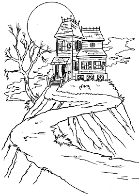 Banco de Fotos gratis: Imagen de casa embrujada para colorear