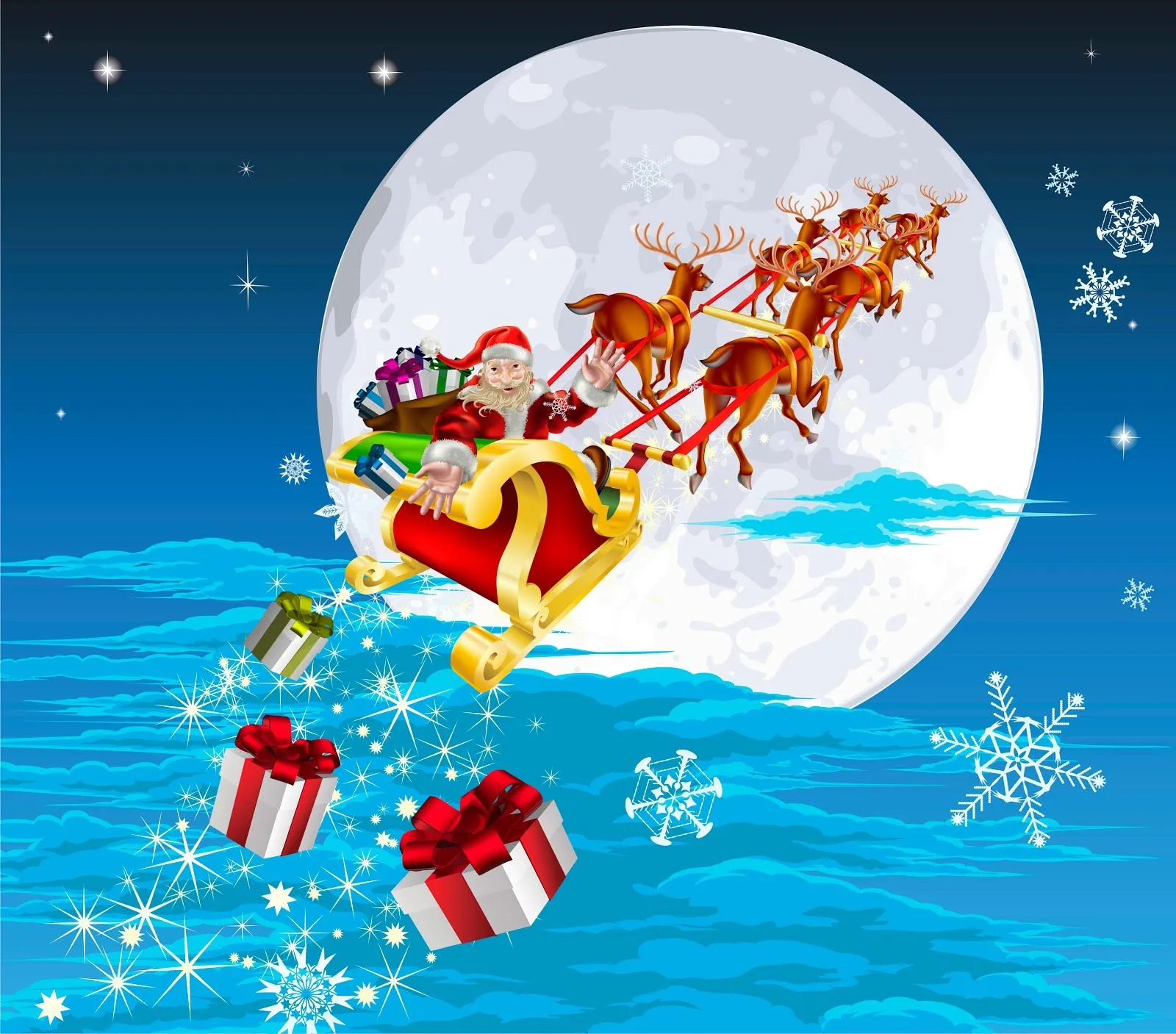 Banco de Imágenes Gratis: Santa Claus y sus renos van repartiendo ... Banco de Imágenes Gratis: Santa Claus y sus renos van repartiendo ...